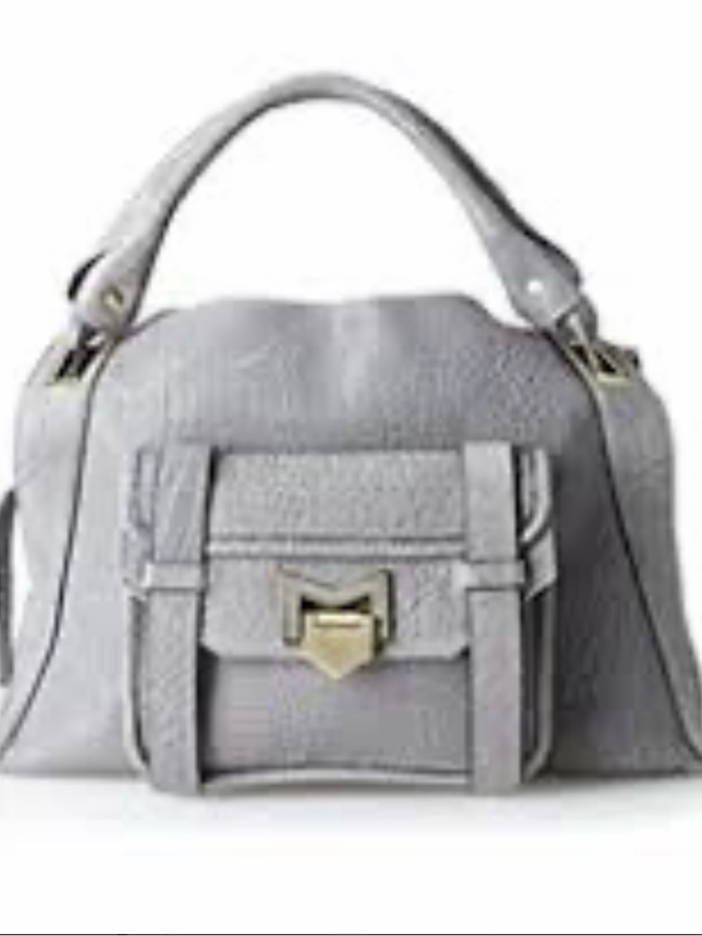 Treesje Gray Leather Shoulder Bag with Gold-Tone Clasp